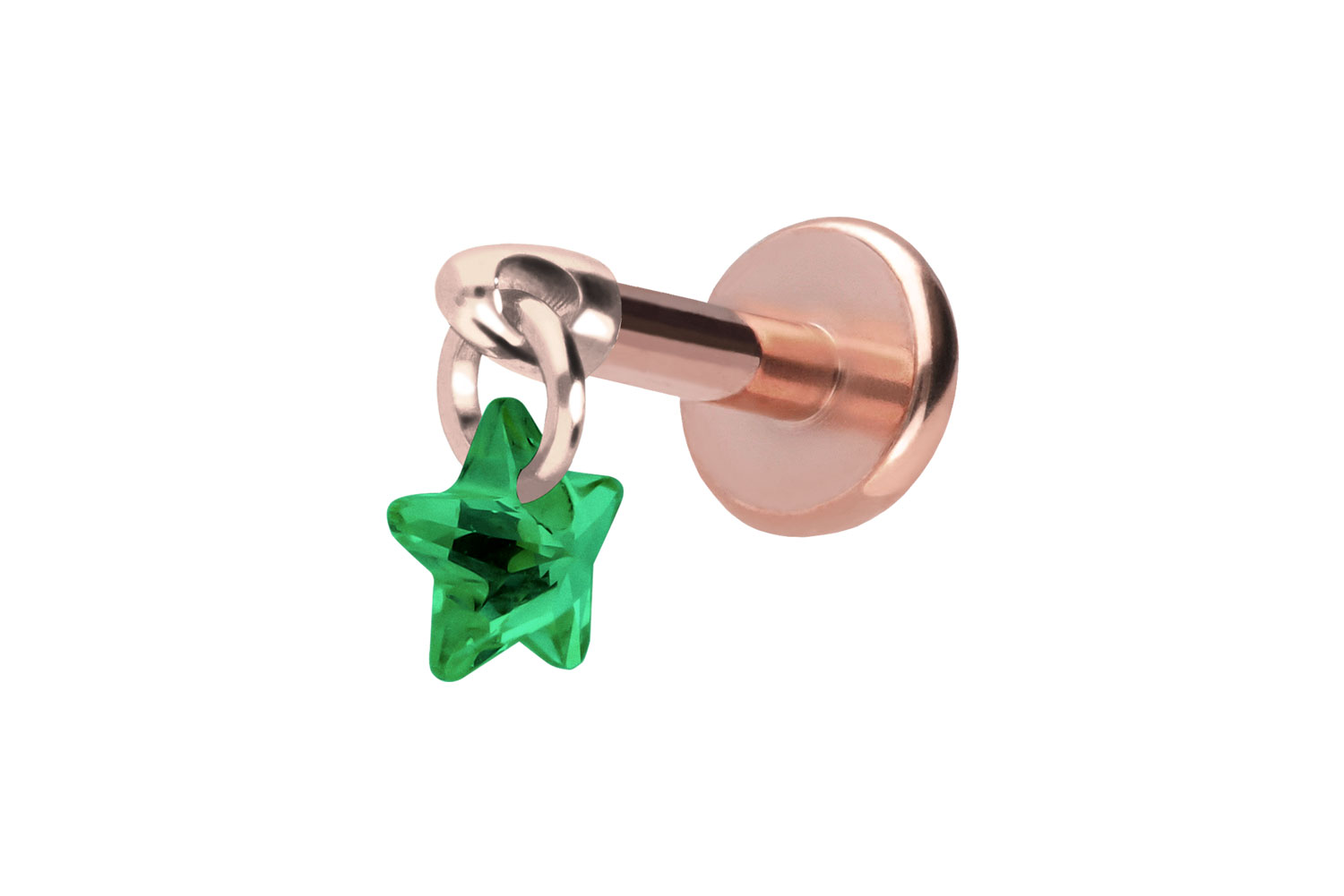 Titan Labret Piercing mit Push Fit KRISTALLSTERN